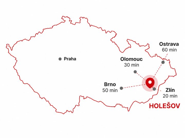 Mapa ČR — Holešov